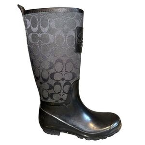 ▶️ Coach ◀️ Black Signature C Rain Boots size 6